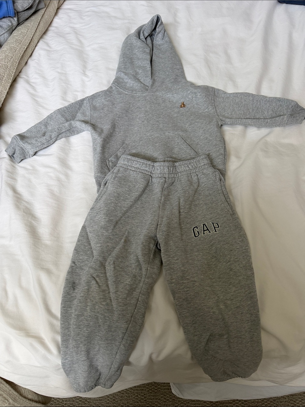 GAP Kids Grey Hooded Sweatshirt & Joggers Set - Light Heather Grey